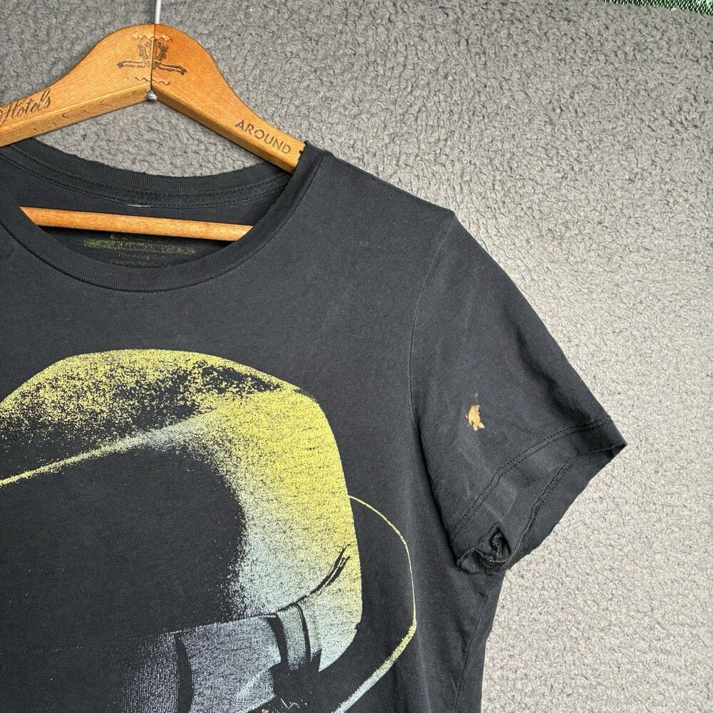 Y2K Cat Graphic T-Shirt Black Fedora Hat Yellow Eyes Crewneck Womens Large - Picture 6 of 14
